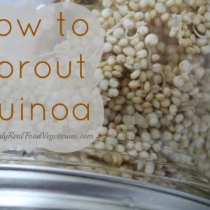 close up of jar with sprouted quinoa inside
