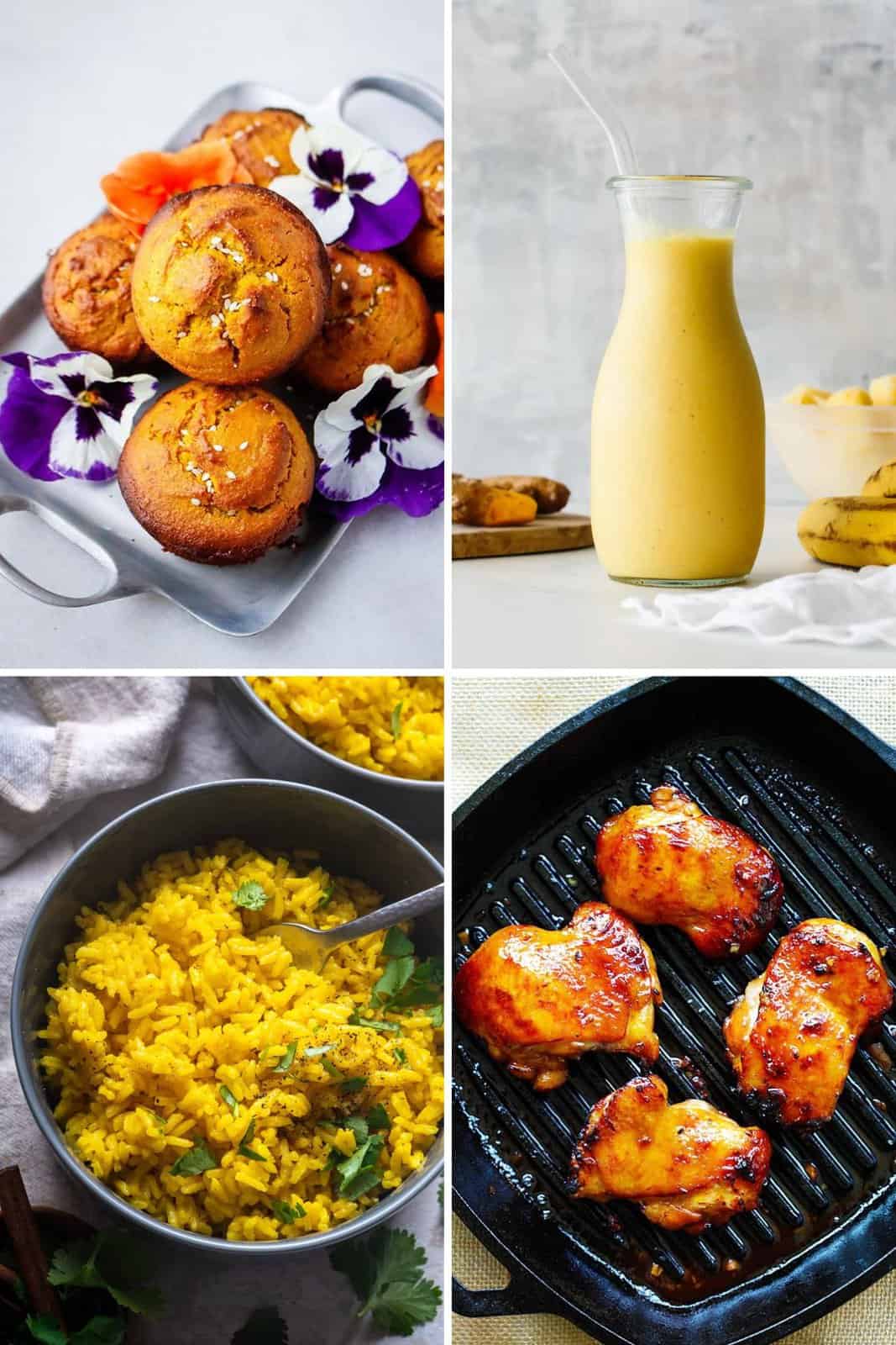 Collage of various turmeric recipes