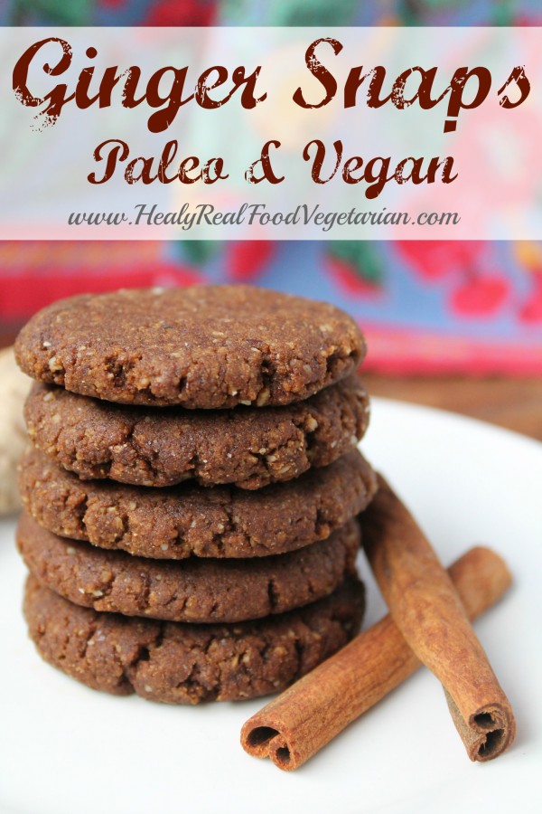 Ginger Snap Cookies (Paleo, Vegan)- These ginger snap cookies are so tasty and they are paleo and vegan! They're the perfect healthier gluten free winter treat to enjoy with a hot cup of apple cider, hot cocoa or spiced tea.