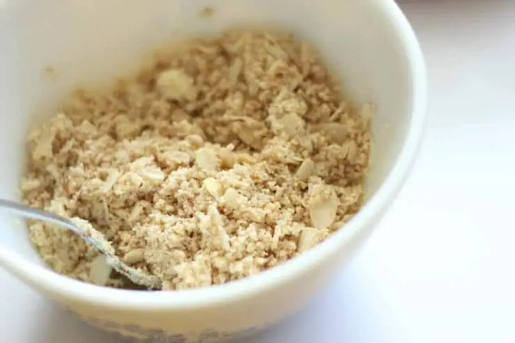 Paleo apple crisp topping in a white bowl