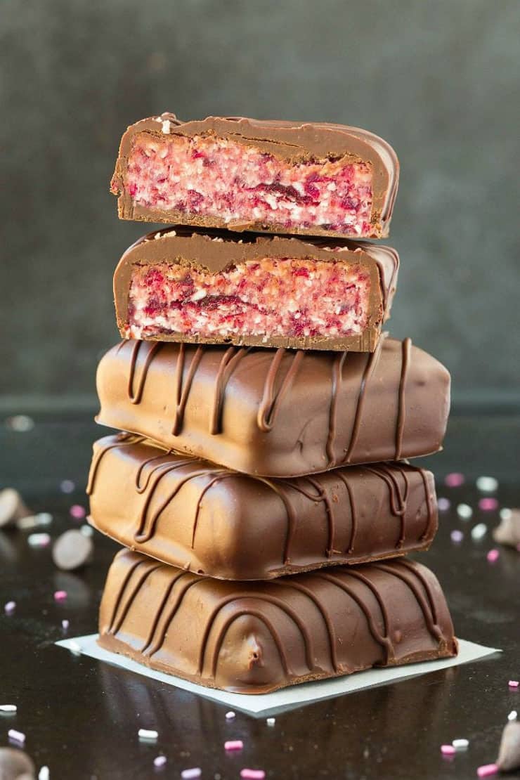 A stack of raspberry coconut bars