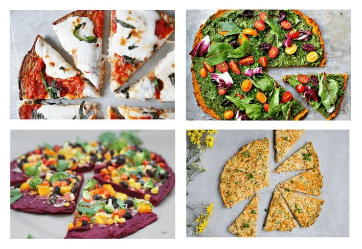 A collage image of four Healthy Pizza Crust Recipes