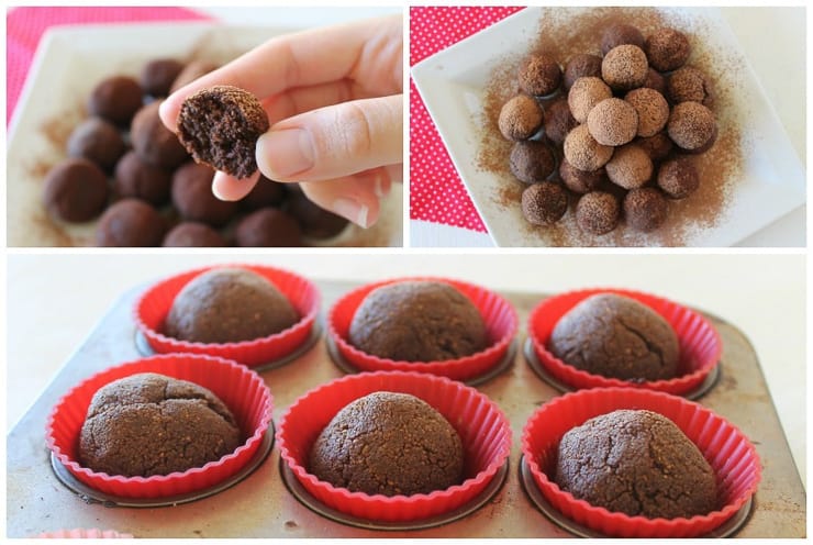 A 3 image collage of Chocolate donut holes