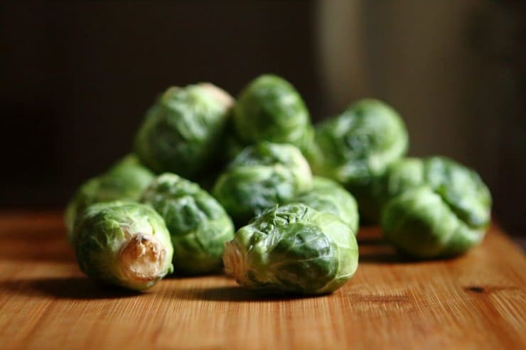 Brussels sprouts on a wooden sufrace