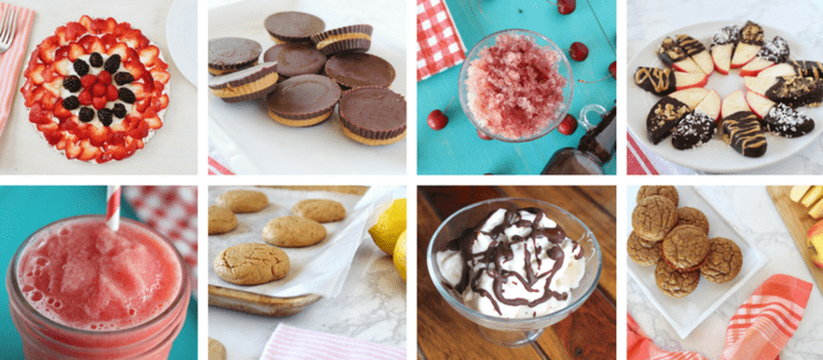 Collage of various colorful sugar free paleo desserts