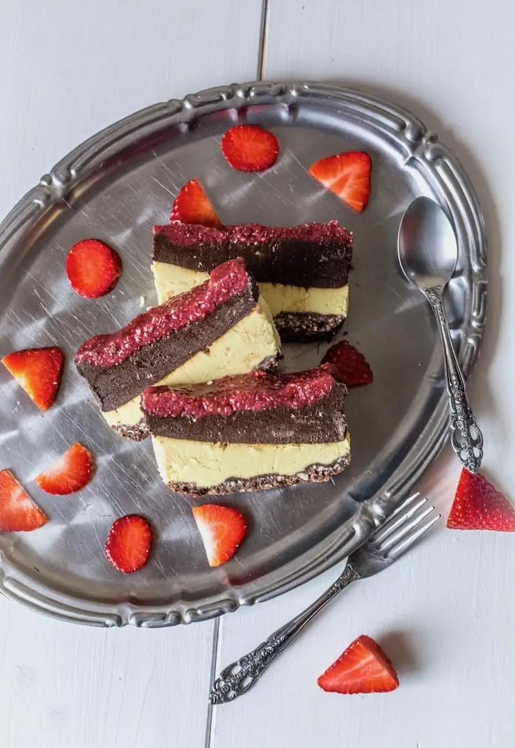 Chocolate & Strawberry Layered No Bake Cake