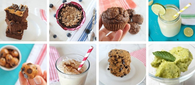 Collage of various colorful sugar free paleo desserts