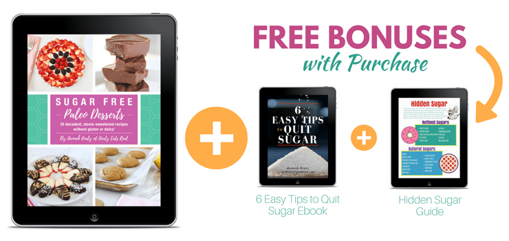 Ipads with sugar free paleo desserts ebook cover on it with bonus books