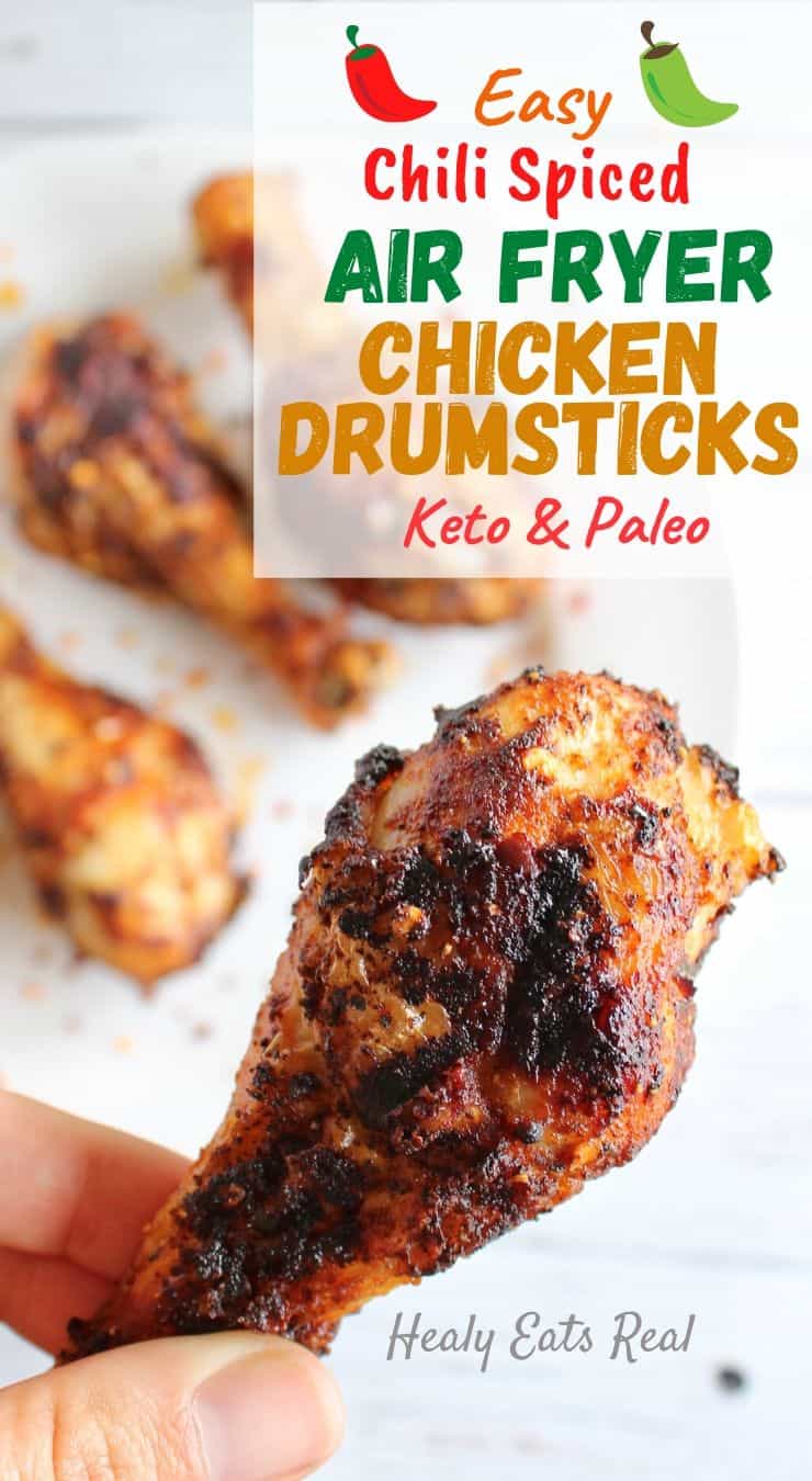 Easy Chili Spiced Air Fryer Chicken Drumsticks (Keto & Paleo)