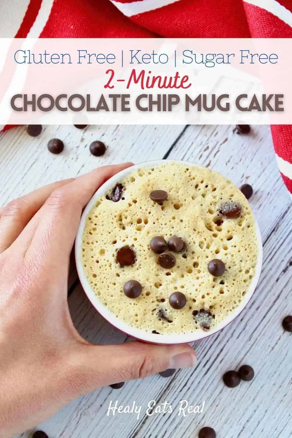2-Minute Chocolate Chip Gluten Free Mug Cake (Keto & Paleo)