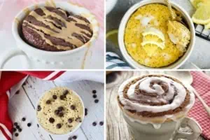 Collage of different paleo mug cake recipes