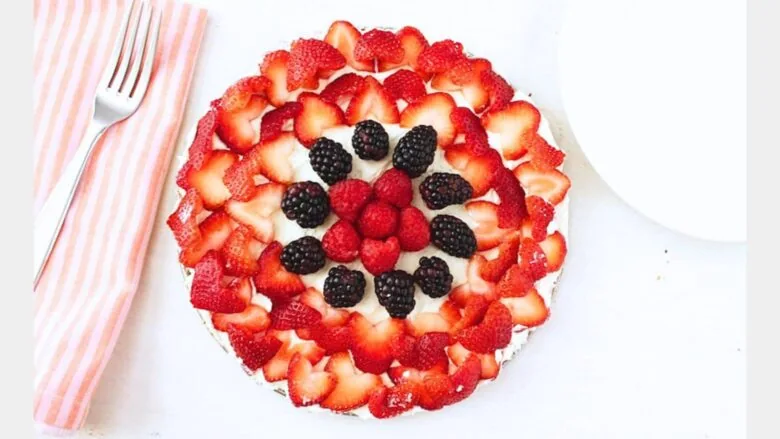 overhead shot of berry tart