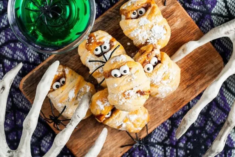 Food on a cutting board.